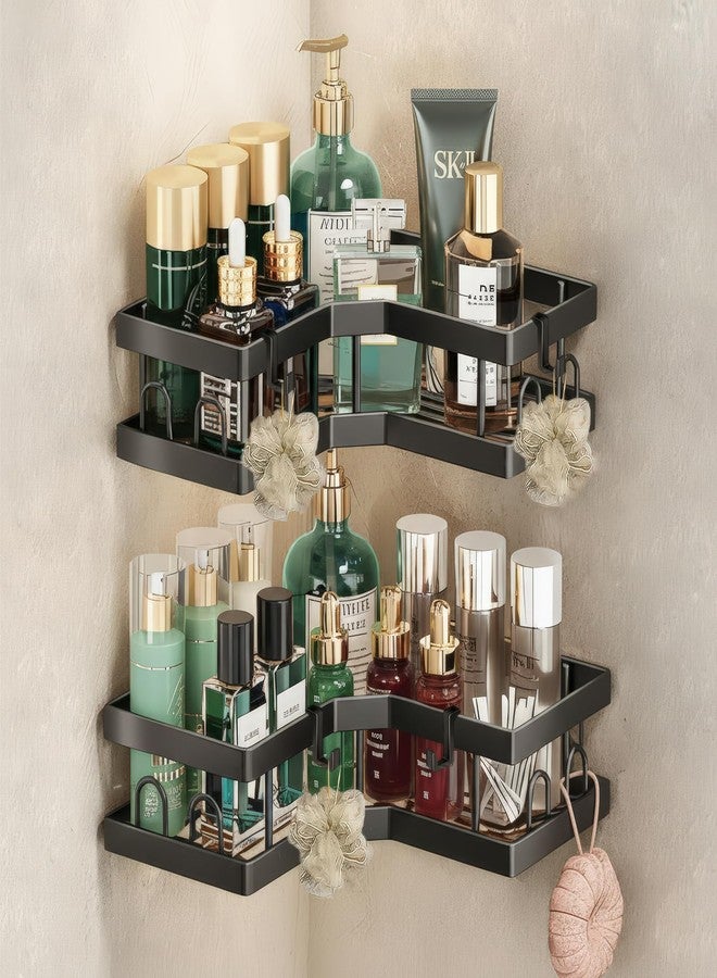 MIORAH Steel Bathroom Organiser Without Drill | Corner Shelves Organizer | Premium Wall Rack for Toiletries & Shower Storage | Rust Proof Pack of 2 - Image 1